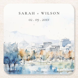 Dessous-de-verre Carré En Papier Minimal San Jose, California Watercolor Mariage