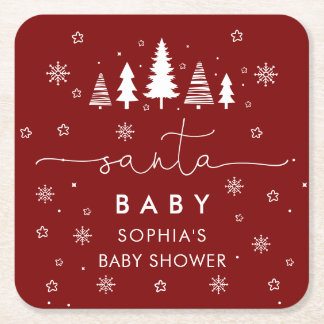 Dessous-de-verre Carré En Papier Minimalist Christmas Baby Shower Red