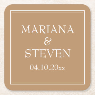 Dessous-de-verre Carré En Papier Minimaliste Moderne Bordure Beige Clair
