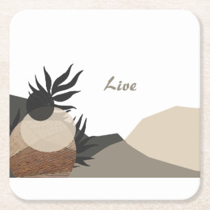 Dessous-de-verre Carré En Papier Minimaliste Tons Terre Boho "Vif"