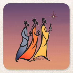 Dessous-de-verre Carré En Papier Minimaliste Trois Rois Mages