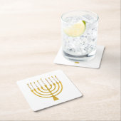 Dessous-de-verre Carré En Papier Minorah festive Hanoukka bougies Élégant minimal (En situation)