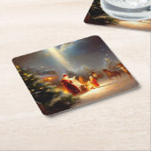 Dessous-de-verre Carré En Papier Miracle de Noël 2 (Incliné)