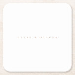 Dessous-de-verre Carré En Papier Mocha Mousse Boho Mariage moderne<br><div class="desc">Belle Mocha Mousse et boho blanc,  dessous de verre simples,  élégants,  minimalistes. Entièrement personnalisable avec vos noms.</div>
