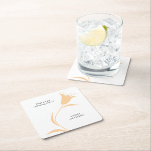 DESSOUS-DE-VERRE CARRÉ EN PAPIER MOD PEACH TULIP MARIAGE