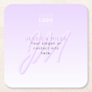 Dessous-de-verre Carré En Papier Modèle de nom professionnel et de slogan Violet