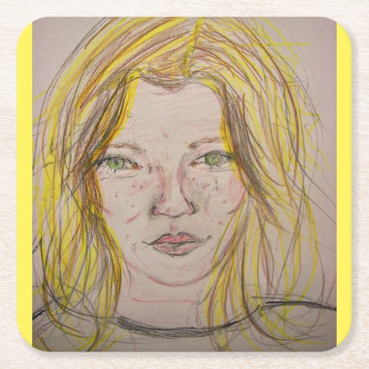 Dessous-de-verre Carré En Papier Modèle fille (Devant)