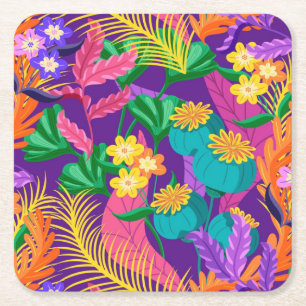 Dessous-de-verre Carré En Papier Modèle floral exotique coloré-23148