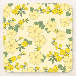 Dessous-de-verre Carré En Papier Modèle floral jaune