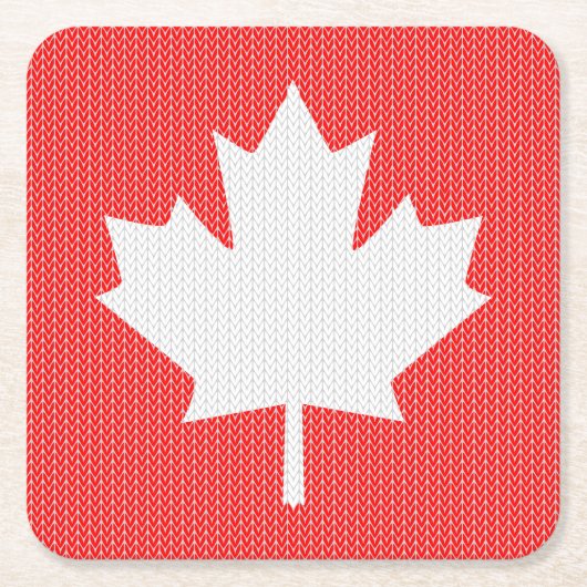 Dessous-de-verre Carré En Papier Modèle Knit Maple Leaf Tricot Motif (Devant)