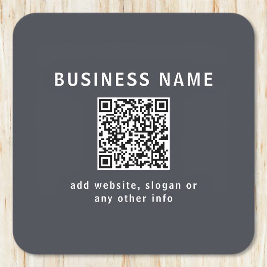 Dessous-de-verre Carré En Papier Modèle simple pour votre code QR | Gris charbon
