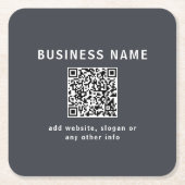 Dessous-de-verre Carré En Papier Modèle simple pour votre code QR | Gris charbon (Devant)