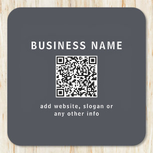 Dessous-de-verre Carré En Papier Modèle simple pour votre code QR Gris foncé