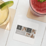 Dessous-de-verre Carré En Papier Moden 3Collage Photo & Grey Meilleur Cadeau Famili<br><div class="desc">Moden 3Collage Photo & Grey Meilleur Cadeau Familial</div>