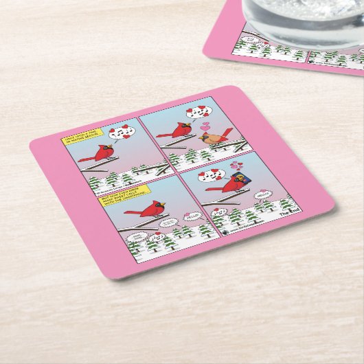 Dessous-de-verre Carré En Papier Modern Bird Mating Calls Comic (Incliné)