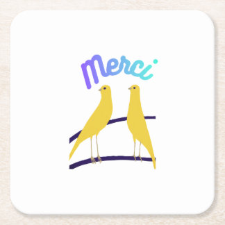 Dessous-de-verre Carré En Papier Modern Canary & "Merci" - Japandi Style Art