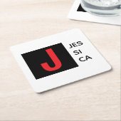 Dessous-de-verre Carré En Papier Modern Elegant Plain Professional Name Monogram (Incliné)