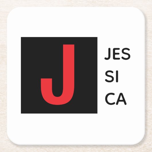 Dessous-de-verre Carré En Papier Modern Elegant Plain Professional Name Monogram (Devant)