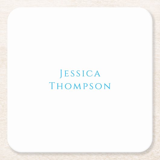 Dessous-de-verre Carré En Papier Modern Elegant Plain Simple Professional Name (Devant)
