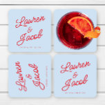 Dessous-de-verre Carré En Papier Modern Minimal Minimalist Blue and Red Wedding<br><div class="desc">This is a Modern Minimal Minimalist Blue and Red Wedding Paper Coasters!</div>