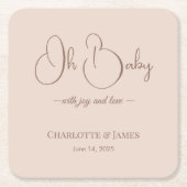 Dessous-de-verre Carré En Papier Modern Minimalist Baby Shower | Powder Blush (Devant)