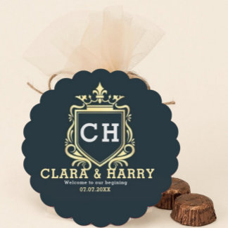 Dessous-de-verre Carré En Papier  Modern monogram gold calligraphy wedding 