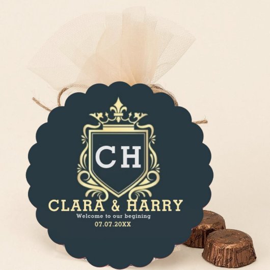 Dessous-de-verre Carré En Papier Modern monogram gold calligraphy wedding