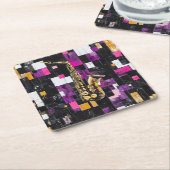 Dessous-de-verre Carré En Papier Modern saxophone pattern (Incliné)