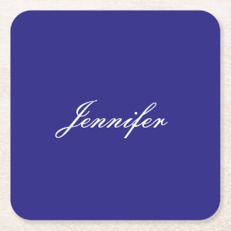 Dessous-de-verre Carré En Papier Moderne Elégant Cute Unique Deep Blue Calligraphie