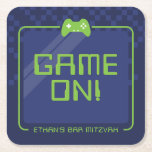 Dessous-de-verre Carré En Papier MODERNE GAMER contrôleur cool marine néon vert<br><div class="desc">par kat massard >>> WWW.SIMPLYSWEETPAPERIE.COM <<<</div>