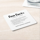 Dessous-de-verre Carré En Papier Moderne Minimal Fun Facts Anniversaire Année (Incliné)