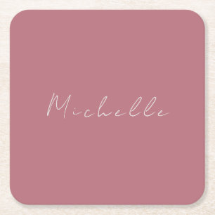 Dessous-de-verre Carré En Papier Moderne minimaliste tendance Rose manuscrit Or