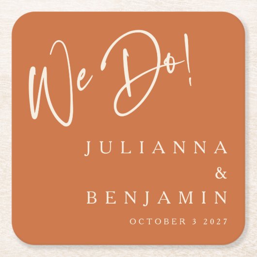 Dessous-de-verre Carré En Papier Moderne Nous Faisons Élégant Mariage Personnalisé (Devant)