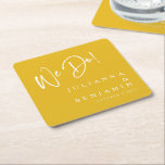 Dessous-de-verre Carré En Papier Moderne Nous faisons Elégant Personnalisé safran M<br><div class="desc">Moderne Nous faisons Élégant Mariage de papier safran Jaune personnalisé Dessous de verre</div>