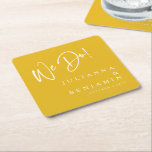 Dessous-de-verre Carré En Papier Moderne Nous faisons Elégant Personnalisé safran M<br><div class="desc">Moderne Nous faisons Élégant Mariage de papier safran Jaune personnalisé Dessous de verre</div>
