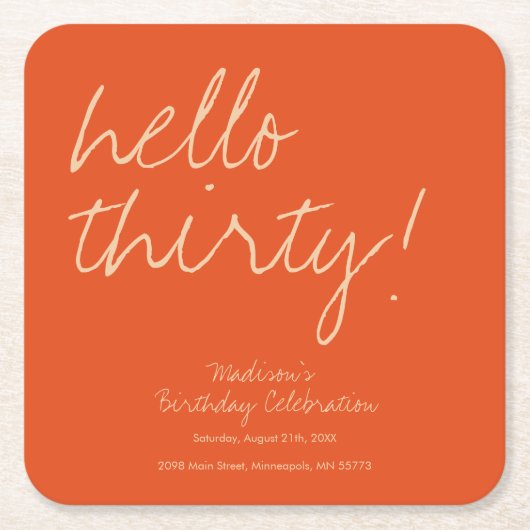 Dessous-de-verre Carré En Papier Moderne Simple 30e anniversaire (Devant)