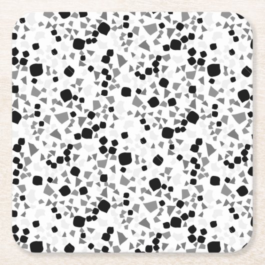 Dessous-de-verre Carré En Papier Moderne Simple Blanc Terrazzo Carrelage Noir (Devant)
