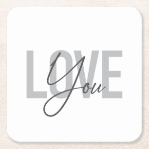 Dessous-de-verre Carré En Papier Moderne, simple, urbain, typographie cool Vous aim