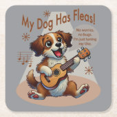 Dessous-de-verre Carré En Papier Mon Chien A Fleas Ukulele Tuning Chanson (Devant)