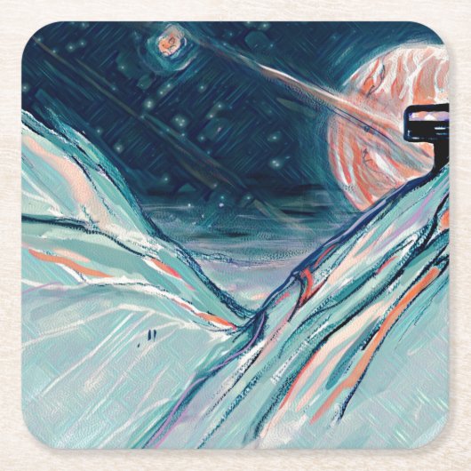 Dessous-de-verre Carré En Papier Mon futur chez soi dans l'espace (Devant)