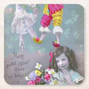 Dessous-de-verre Carré En Papier Mon petit coeur dans ce baiser 2