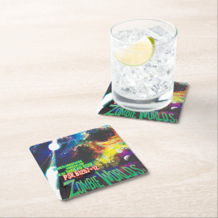 Dessous-de-verre Carré En Papier Mondes Zombie Galaxie d'Halloween