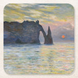 Dessous-de-verre Carré En Papier Monet - Le Manneport, Falaise à Etretat, coucher d<br><div class="desc">The Manneport,  Cliff at Etretat,  Sunset / Etretat,  couchant du soleil - Claude Monet,  1883</div>