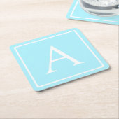 Dessous-de-verre Carré En Papier Monogramme bleu ciel simple (Incliné)