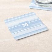 Dessous-de-verre Carré En Papier Monogramme Bleu rayures (Incliné)