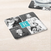 Dessous-de-verre Carré En Papier Monogramme Collage Dessous de verre photo personna (Incliné)