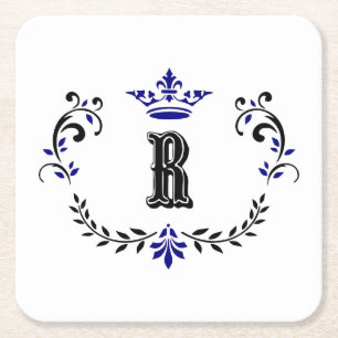 Dessous-de-verre Carré En Papier Monogramme de couronne 'R'