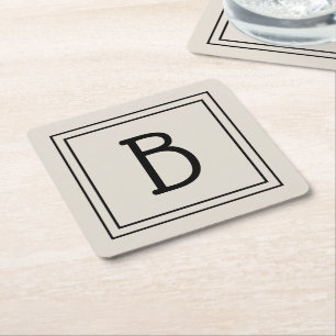 Dessous-de-verre Carré En Papier Monogramme de Ferme Moderne en Brun et Noir