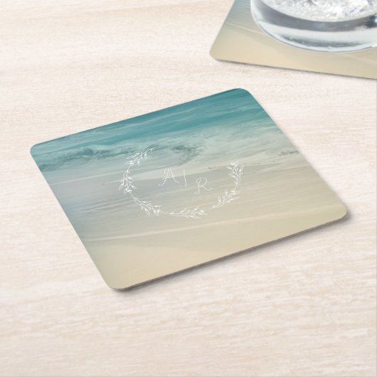 Dessous-de-verre Carré En Papier Monogramme de l'événement plage (Incliné)