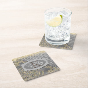 Dessous-de-verre Carré En Papier Monogramme de mandala chic